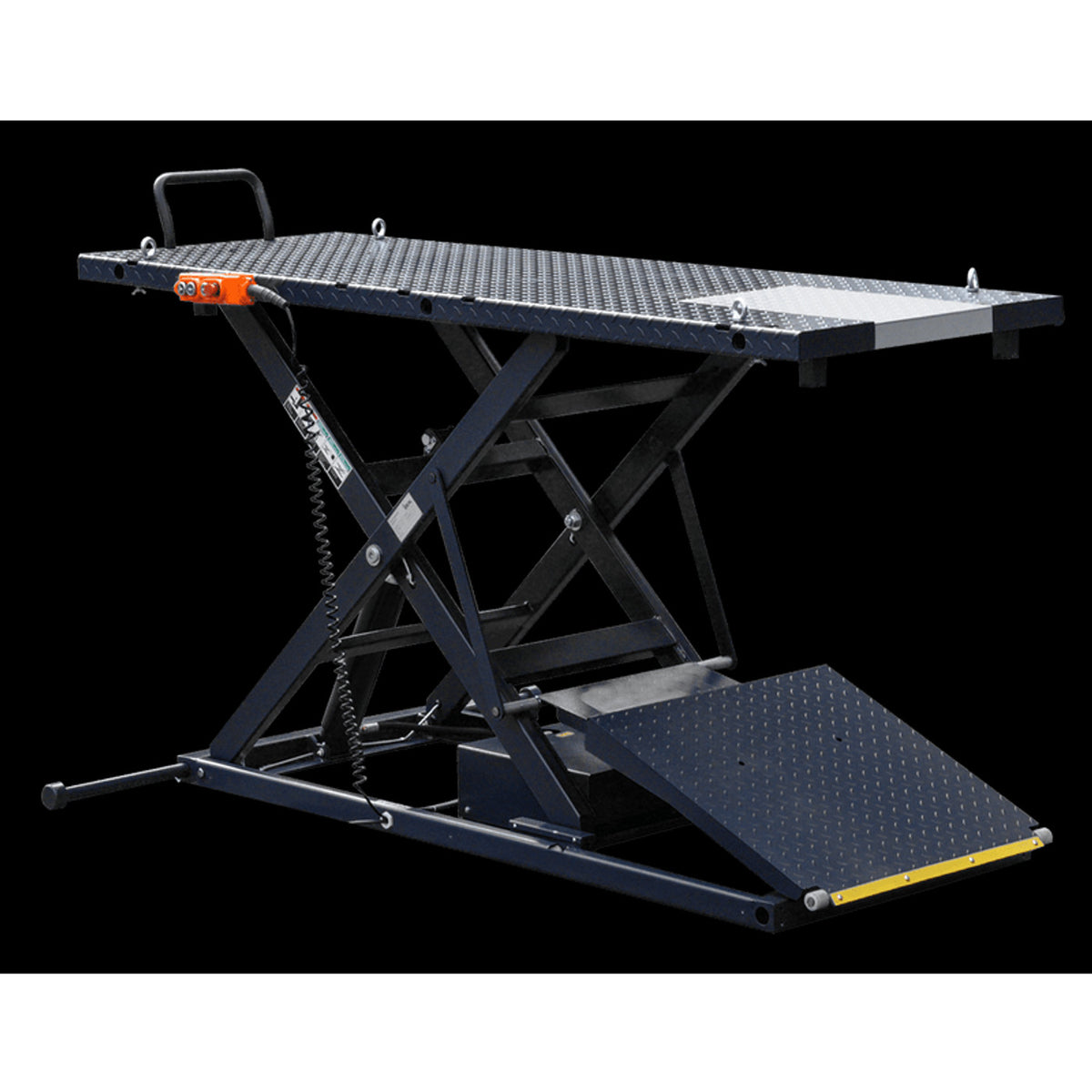 iDEAL Elec-Hydra Motorcycle Lift Bench w/Integrated Motor & Retractable Ramp