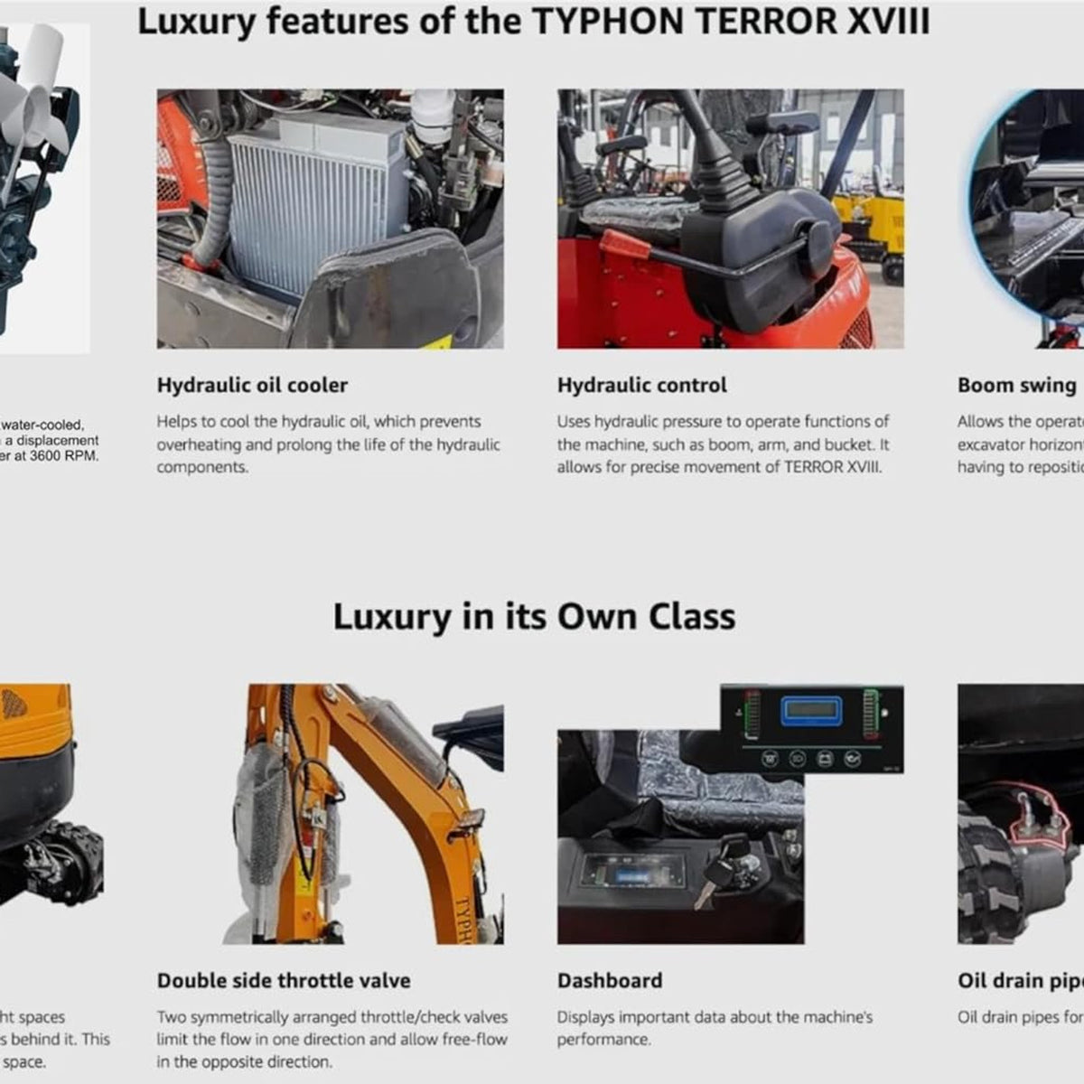 4,000 lbs Terror XVIII Mini Excavator, EPA Certified KUBOTA D902 Diesel Machine