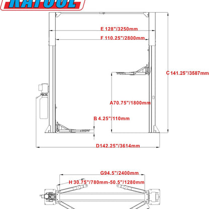 Katool KT-M110 11,000lbs Two Post Lift