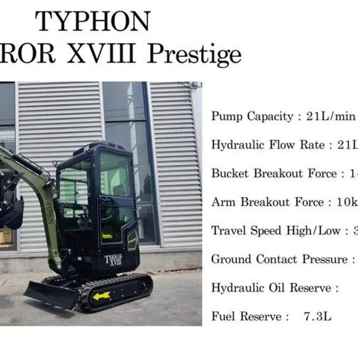 Green TYPHON TERROR XVIII Prestige 2 Ton Mini Excavator KUBOTA Diesel Engine USA