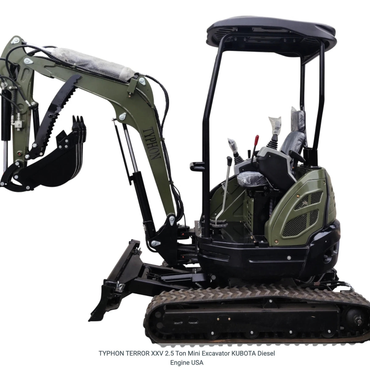 TYPHON 2.5 Ton Mini Excavator KUBOTA Diesel Engine USA W 14 attachments