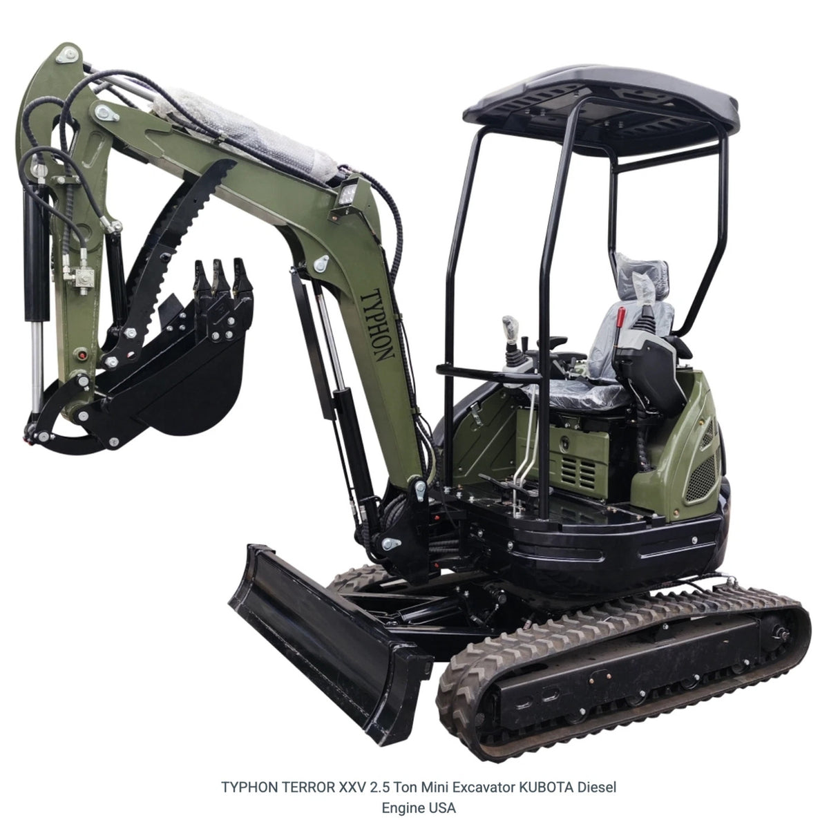 TYPHON 2.5 Ton Mini Excavator KUBOTA Diesel Engine USA W 14 attachments