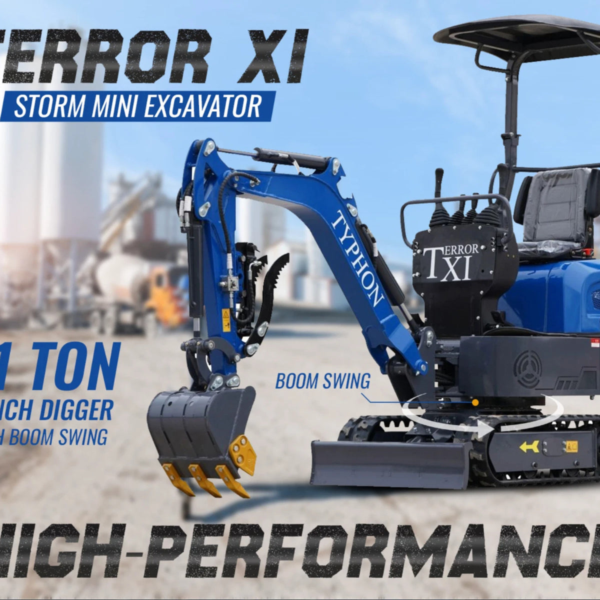 TERROR XI Mini Excavator Digger 13.5hp Gas B&S EPA Engine with 14 Attachments