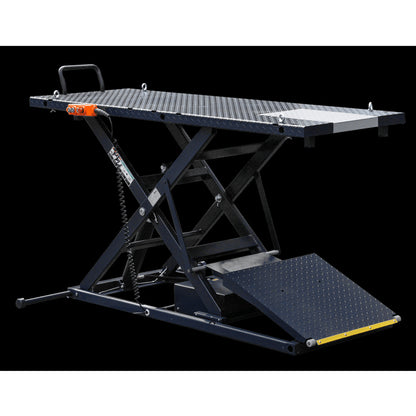 iDEAL Elec-Hydra Motorcycle Lift Bench w/Integrated Motor & Retractable Ramp