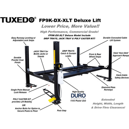 Tuxedo FP9K-DX-XLT 9,000 lb Deluxe Storage Lift Extended Length / Height -...