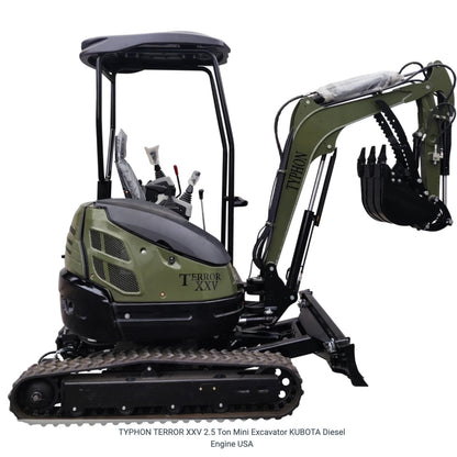 TYPHON 2.5 Ton Mini Excavator KUBOTA Diesel Engine USA W 14 attachments